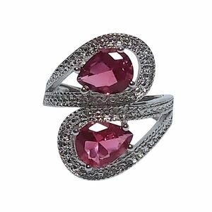 Rhodolite GARNET Sterling Silver Bypass Ring size 8 NEW